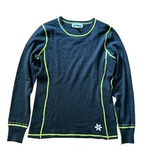 MEISTER Gray Long Sleeve Embroidered Wool Top Size Large Ski Alpine Apres